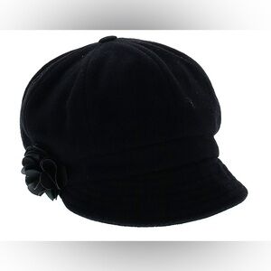 Chic Black Women's Hat with Floral Detail